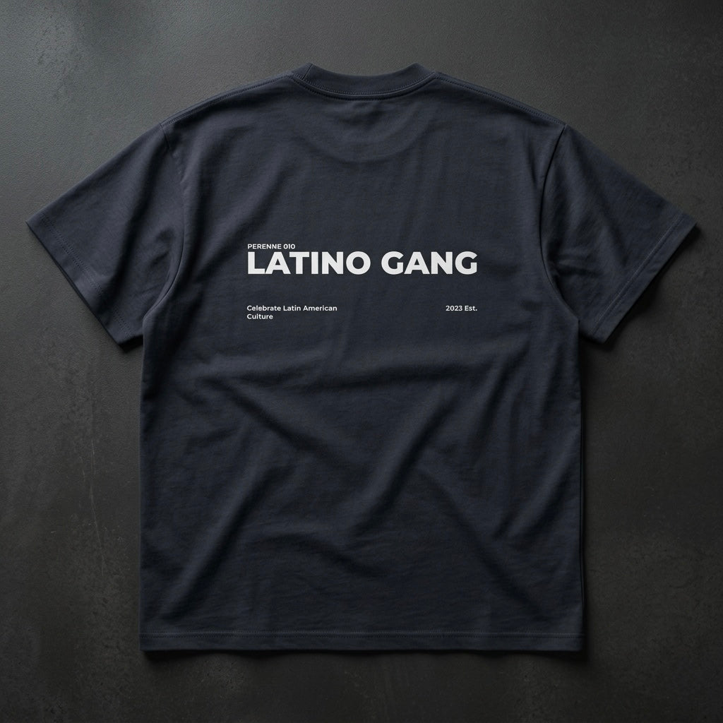 Camiseta con caja "Latino Gang" azul marino